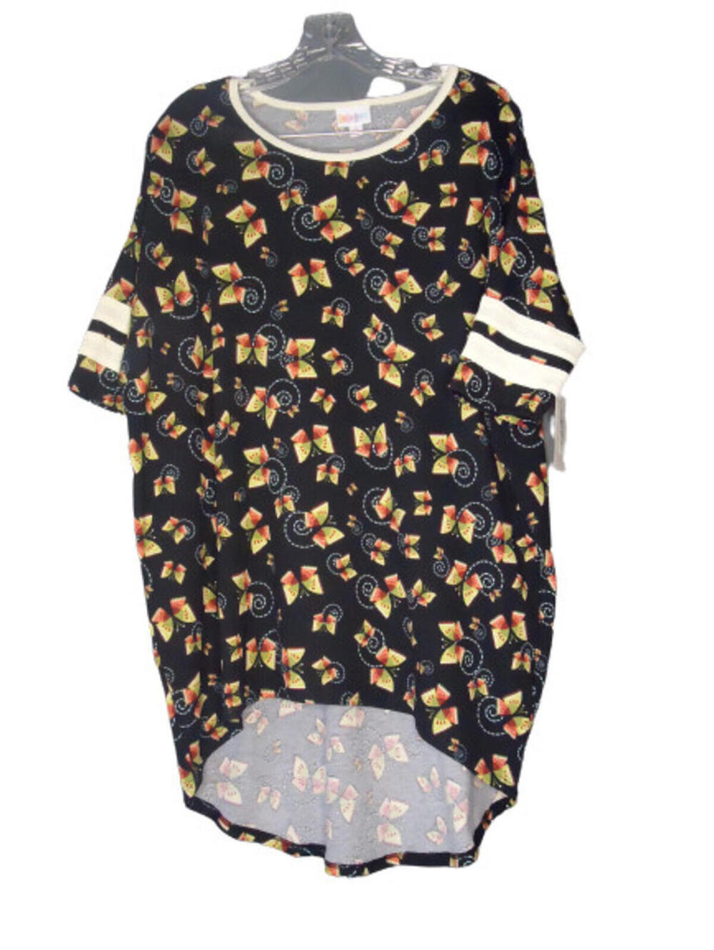 LulaRoe Irma Tunic Women's Small Multicolored Butterfly Print Hi Low Hem